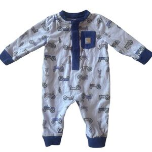 Carhartt Baby Romper One Piece Tractor Print Purple Blue Snap Front 3M
